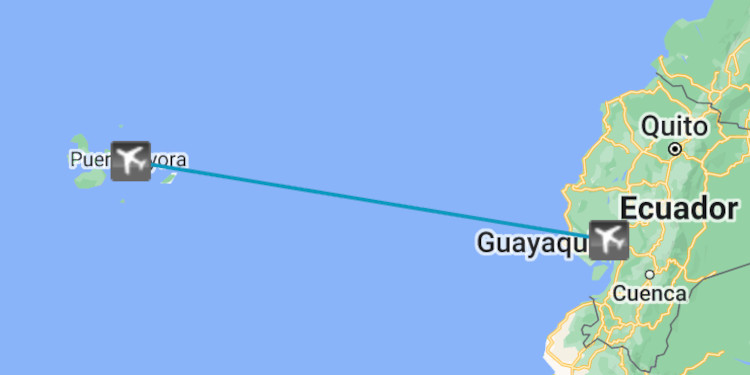 Guayaquil a Galápagos por rota de jato particular